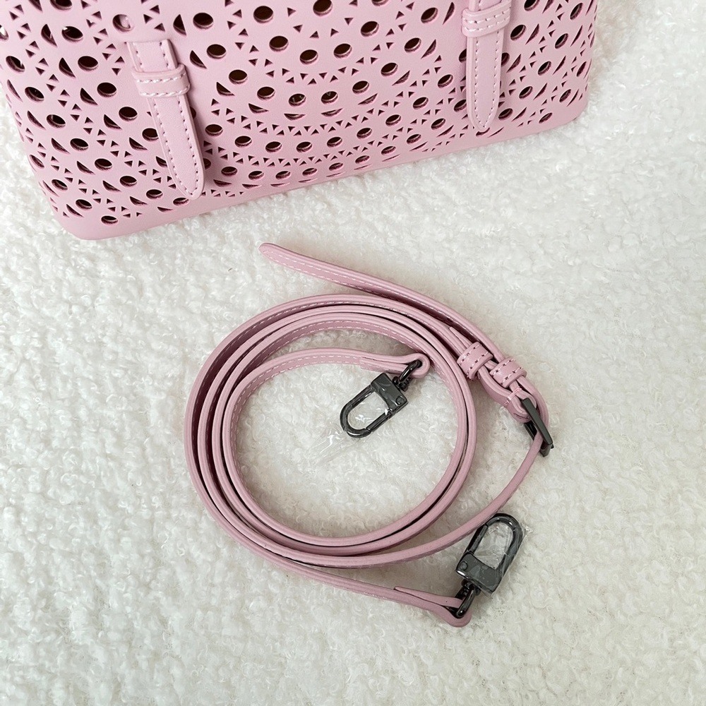 Alaia Blush Pink Laser-Cut Mini Crossbody with Matching Wallet - Picture 4 of 9